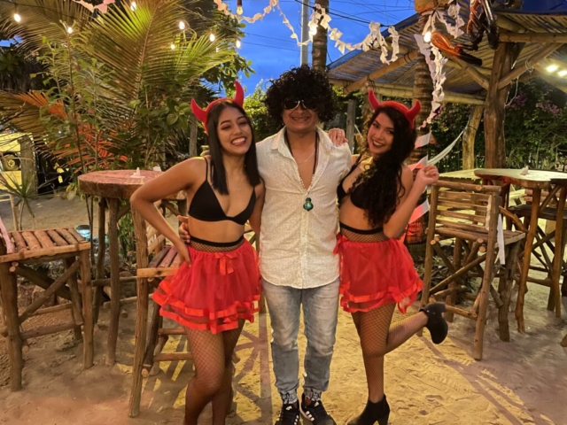 Coco Loco staff getting ready for the annual Halloween party