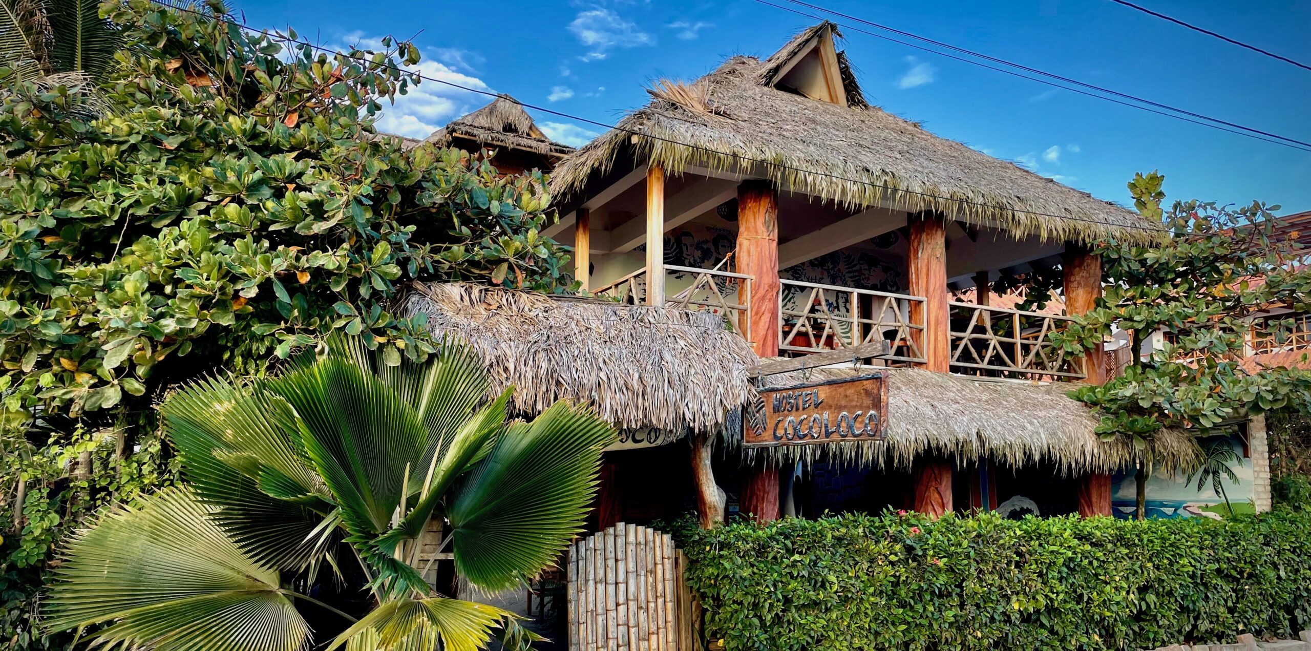 the front of Hostel Coco Loco in Canoa Ecuador